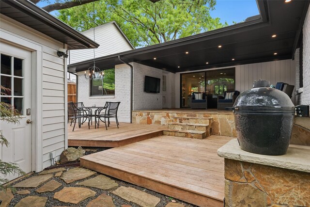 11641 Sasanqua Ln, Dallas, TX 75218 - deck featuring outdoor dining area and a grill