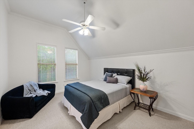 520 Round Hollow Ln, Southlake, TX 76092 - carpeted bedroom with lofted ceiling, crown molding, and ceiling fan