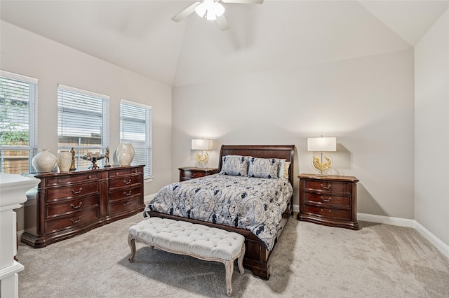 810 Brenda Dr, Mansfield, TX 76063 - carpeted bedroom featuring multiple windows, baseboards, ceiling fan, and high vaulted ceiling