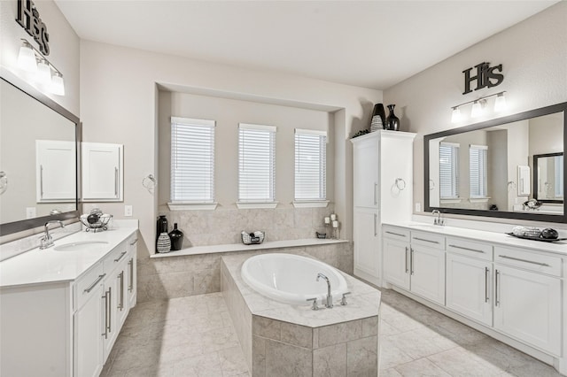 810 Brenda Dr, Mansfield, TX 76063 - full bath featuring two vanities, a bath, and tile patterned floors