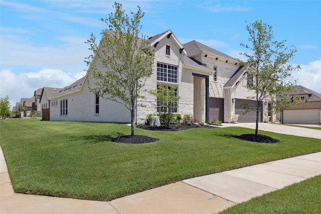 810 Brenda Dr, Mansfield, TX 76063 - french provincial home featuring driveway, a front lawn, stone siding, and brick siding