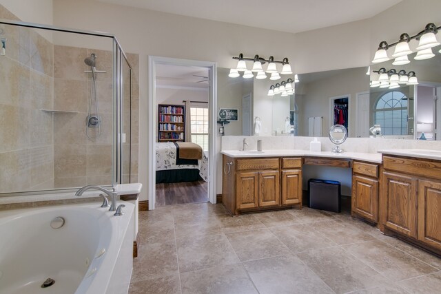6001 Lacebark Elm Dr, Fort Worth, TX 76123 - ensuite bathroom with a shower stall, a garden tub, and double vanity