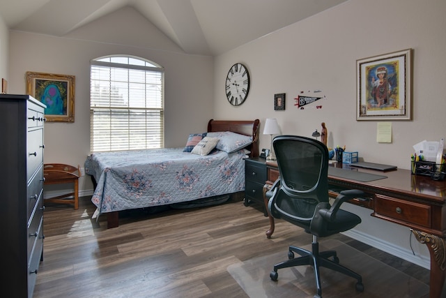 6001 Lacebark Elm Dr, Fort Worth, TX 76123 - bedroom featuring lofted ceiling, wood finished floors, a desk, and baseboards