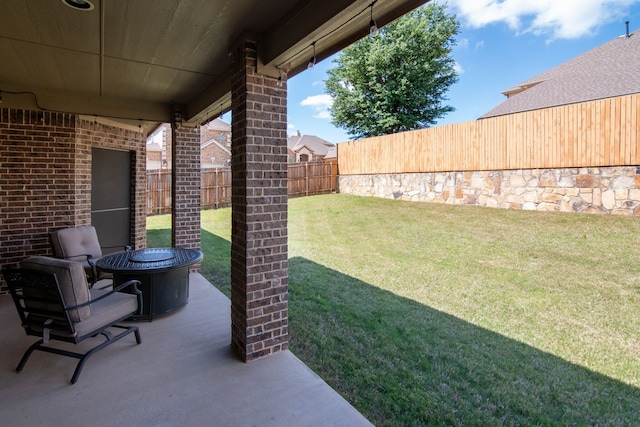 6001 Lacebark Elm Dr, Fort Worth, TX 76123 - view of yard featuring a fire pit and a patio