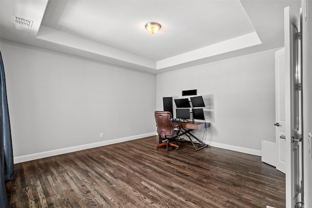 3713 Adelaide, The Colony, TX 75056 - office space featuring a tray ceiling, wood finished floors, and baseboards