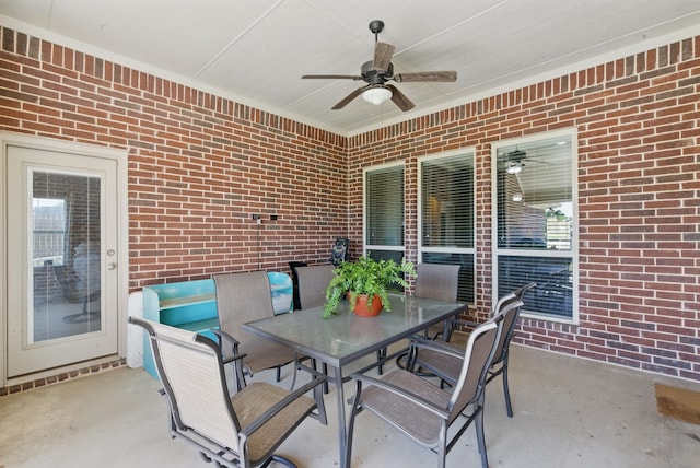 711 Red Stone Ln, Weatherford, TX 76087 - view of patio / terrace with outdoor dining space and ceiling fan