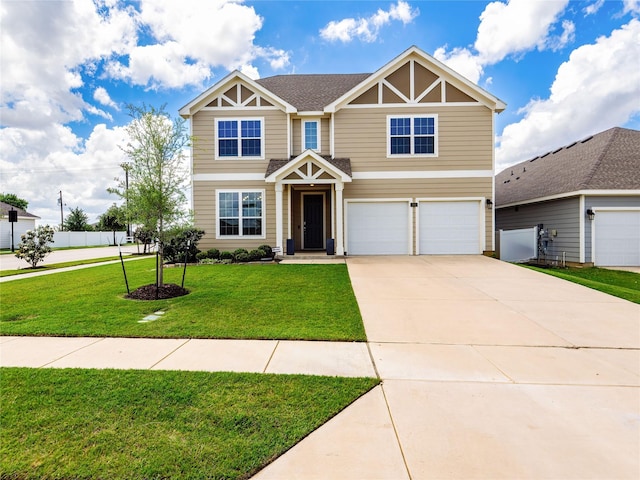8998 Delway Dr, Providence Village, TX 76227 - craftsman inspired home with an attached garage, a front lawn, and driveway