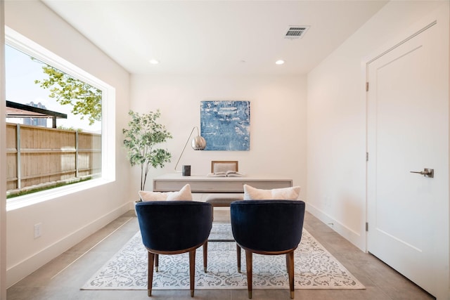 office area with baseboards and recessed lighting