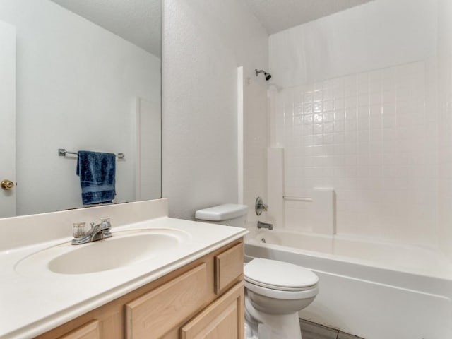 202 Lancelot Dr, Weatherford, TX 76086 - full bathroom featuring toilet, bathtub / shower combination, vanity, and a textured ceiling