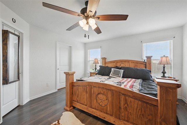 305 Sage St, Anna, TX 75409 - bedroom featuring dark wood-type flooring, baseboards, and ceiling fan