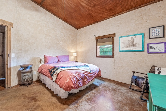 1545 County Road 130, Stephenville, TX 76401 - bedroom with wood ceiling, lofted ceiling, and a textured wall