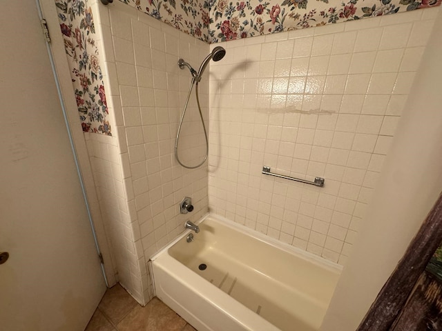 1946 US Highway 380 E, Graham, TX 76450 - full bath featuring shower / tub combo, wallpapered walls, and tile patterned flooring