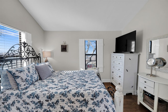 8 Tula Ct, Nocona, TX 76255 - bedroom with vaulted ceiling and dark wood-type flooring