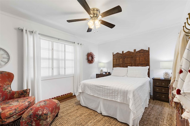 218 Rainbow Dr, Woodway, TX 76712 - bedroom featuring crown molding and a ceiling fan