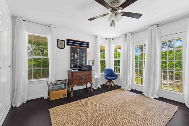 218 Rainbow Dr, Woodway, TX 76712 - living area featuring hardwood / wood-style floors and a ceiling fan