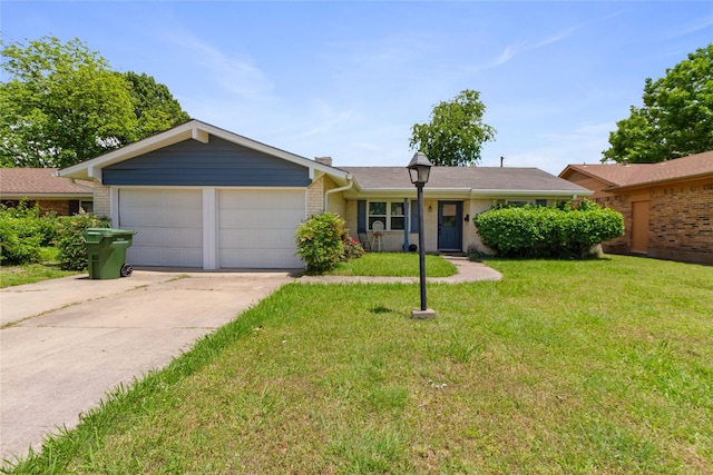3602 Lamesa Dr, Garland, TX 75041 - ranch-style home featuring an attached garage, brick siding, concrete driveway, and a front lawn