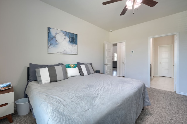 2825 Hale Rd, Celina, TX 75009 - bedroom with light carpet, a ceiling fan, baseboards, and light tile patterned floors