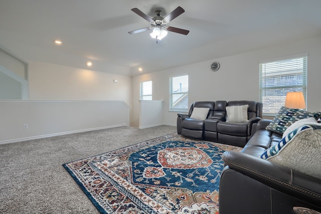 2825 Hale Rd, Celina, TX 75009 - living room with ceiling fan, carpet, baseboards, and recessed lighting