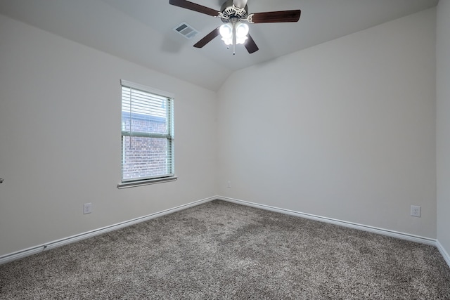 2825 Hale Rd, Celina, TX 75009 - empty room featuring carpet, ceiling fan, baseboards, and vaulted ceiling