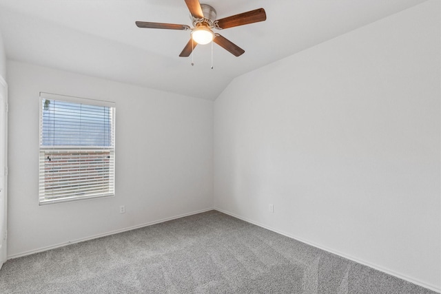 813 Canyon Pl, Desoto, TX 75115 - unfurnished room featuring carpet flooring, baseboards, a ceiling fan, and vaulted ceiling