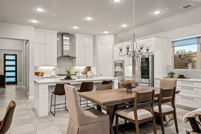 1429 Bridgewater Blvd, Celina, TX 75009 - dining space featuring a chandelier, recessed lighting, and light tile patterned floors