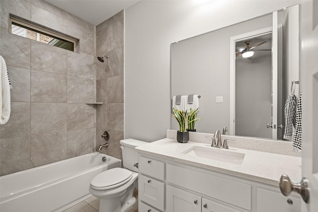1429 Bridgewater Blvd, Celina, TX 75009 - full bathroom featuring toilet, vanity, a ceiling fan, and shower / bathtub combination