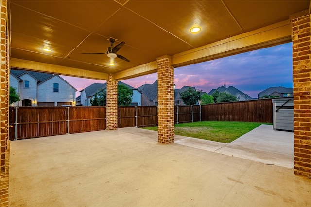 1429 Bridgewater Blvd, Celina, TX 75009 - patio terrace at dusk with a ceiling fan