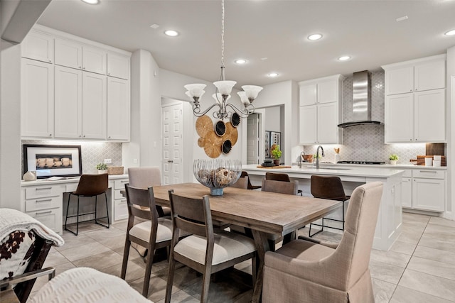 1429 Bridgewater Blvd, Celina, TX 75009 - dining space featuring light tile patterned floors, recessed lighting, and a chandelier