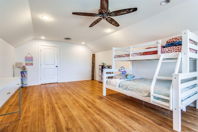 1009 W 7th St, Justin, TX 76247 - bedroom featuring lofted ceiling, light wood-style floors, recessed lighting, and baseboards