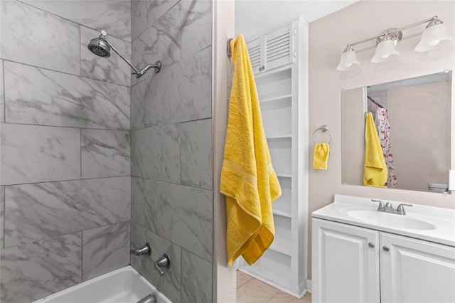 200 S Mimosa St, Paradise, TX 76073 - full bathroom featuring vanity, shower / washtub combination, and marble finish flooring