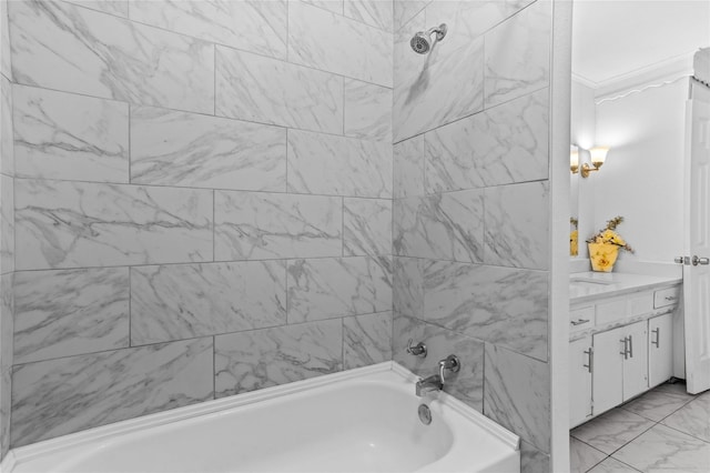 200 S Mimosa St, Paradise, TX 76073 - full bathroom featuring vanity and marble look tiles