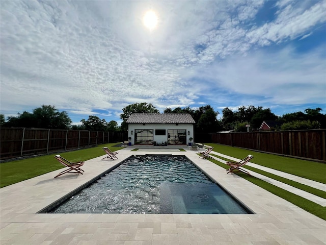 613 Wildcat Way, Kennedale, TX 76060 - view of pool featuring an exterior structure, a patio area, and an outdoor structure