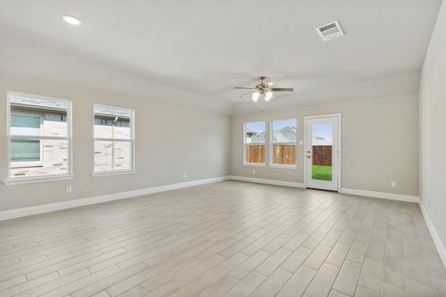 729 Rusty Spurs Pl, Weston, TX 75009 - unfurnished room featuring healthy amount of natural light, ceiling fan, baseboards, light wood finished floors, and recessed lighting