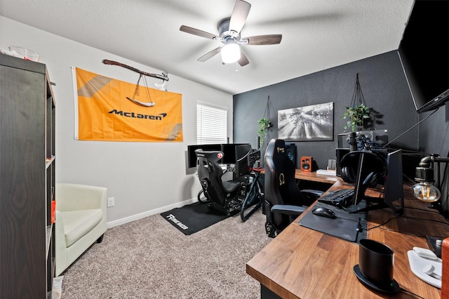 10116 Mickler Ln, Waco, TX 76708 - carpeted office space featuring a ceiling fan and a textured ceiling
