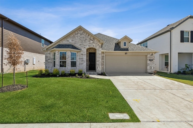 1625 Cloud Cover Vw, Weston, TX 75009 - french provincial home featuring an attached garage, a shingled roof, a front lawn, and driveway
