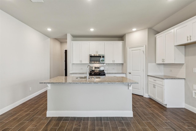 1625 Cloud Cover Vw, Weston, TX 75009 - kitchen with stainless steel appliances, a sink, tasteful backsplash, dark wood finished floors, and recessed lighting
