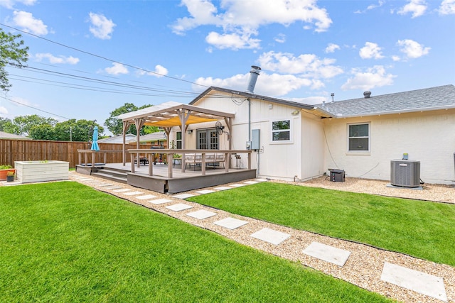 10834 Wyatt St, Dallas, TX 75218 - back of house featuring a deck and central air condition unit