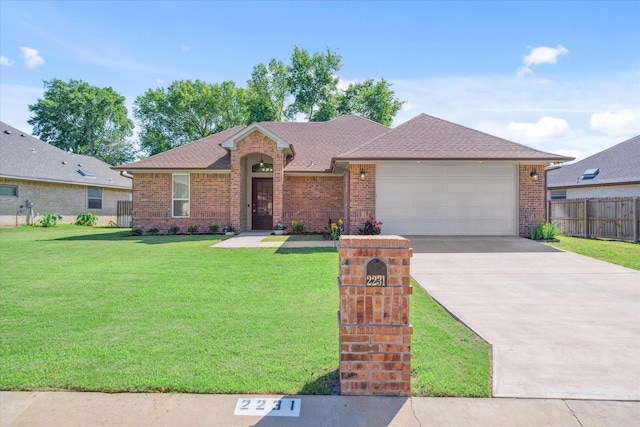 2231 Rana Park, Flint, TX 75762 - ranch-style house featuring brick siding, concrete driveway, an attached garage, and a shingled roof