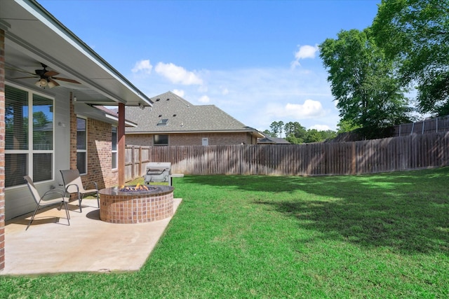 2231 Rana Park, Flint, TX 75762 - view of yard with an outdoor fire pit, a patio area, and ceiling fan