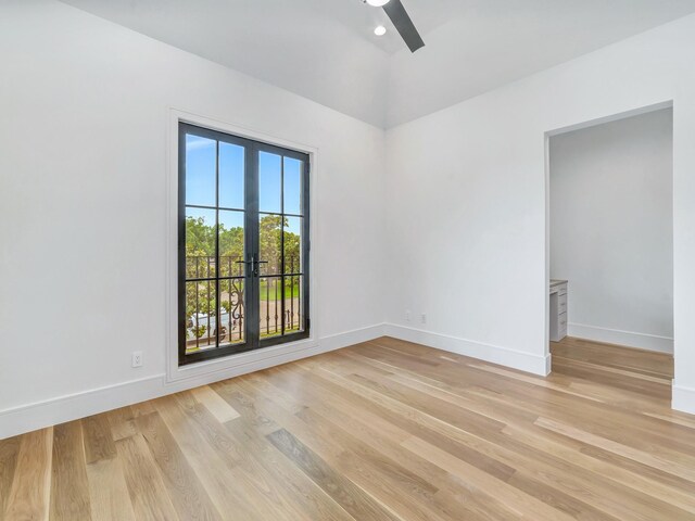 4633 Willow Ln, Dallas, TX 75244 - empty room featuring light wood-style floors, ceiling fan, and baseboards