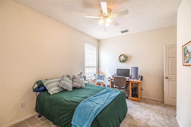 5929 Meadowcrest Ln, Sachse, TX 75048 - bedroom featuring carpet floors, a textured ceiling, a ceiling fan, and baseboards
