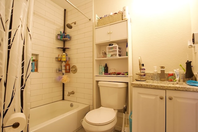 110 S Alma Ave, Kerens, TX 75144 - bathroom with shower / bathtub combination with curtain, toilet, and vanity