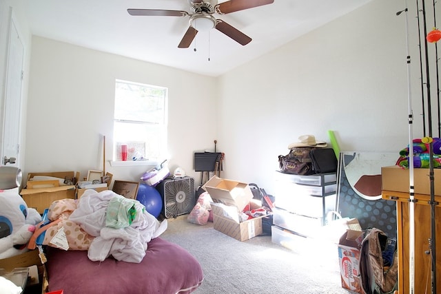110 S Alma Ave, Kerens, TX 75144 - bedroom featuring carpet floors and a ceiling fan