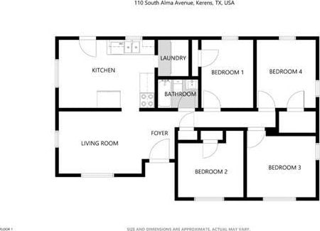 110 S Alma Ave, Kerens, TX 75144 - property floor plan