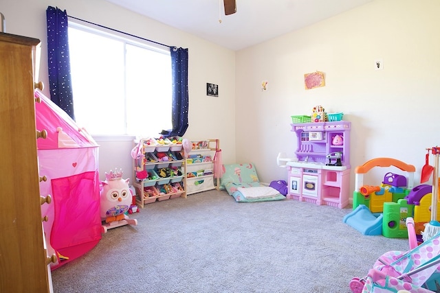 110 S Alma Ave, Kerens, TX 75144 - playroom featuring carpet floors and ceiling fan