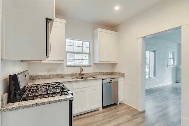 4423 Colonial Ave, Dallas, TX 75215 - kitchen with stainless steel appliances, a sink, healthy amount of natural light, white cabinets, and recessed lighting