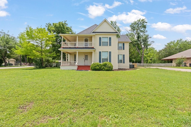 229 College, Italy, TX 76651 - view of front of property featuring a balcony, a porch, and a shingled roof