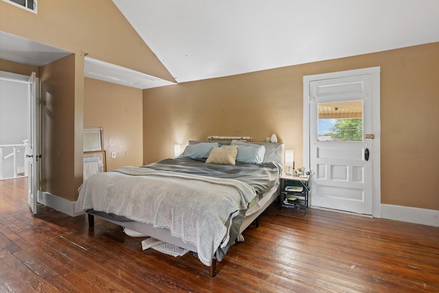 229 College, Italy, TX 76651 - bedroom with hardwood / wood-style floors, vaulted ceiling, and baseboards