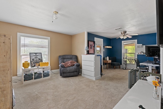 229 College, Italy, TX 76651 - bedroom featuring carpet, multiple windows, and a ceiling fan