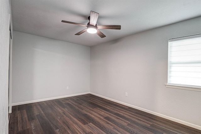 7824 Daniel Dr, North Richland Hills, TX 76182 - spare room featuring ceiling fan, dark wood-style flooring, and baseboards